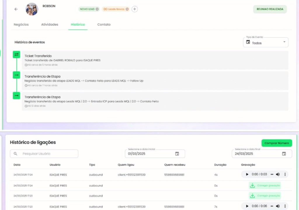 Histórico do CRM